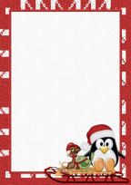 free A4 winter themed playing in the snow with penguin and mice