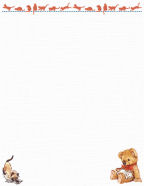 teddy bear and cats printable stationery