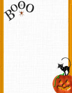 scary cat and spider free halloween stationary BOOOOOO cat