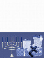 hanukah menorrah and blue gifts presents with candles