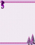 free purple winter bows and trees for digital stationery